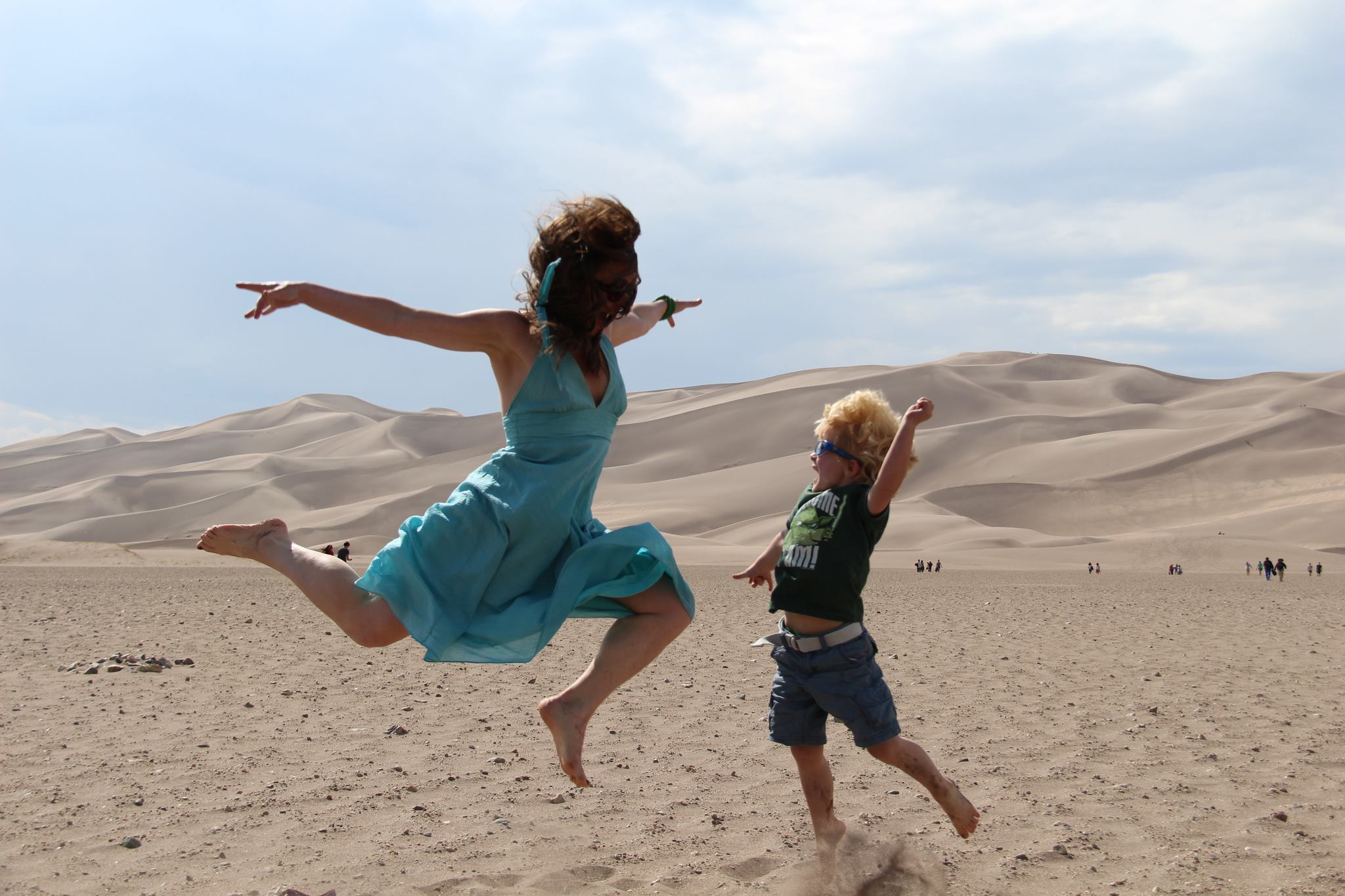 jumping in the sand dunes