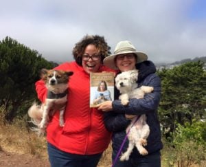 Kiki and Annie on hike with dogs